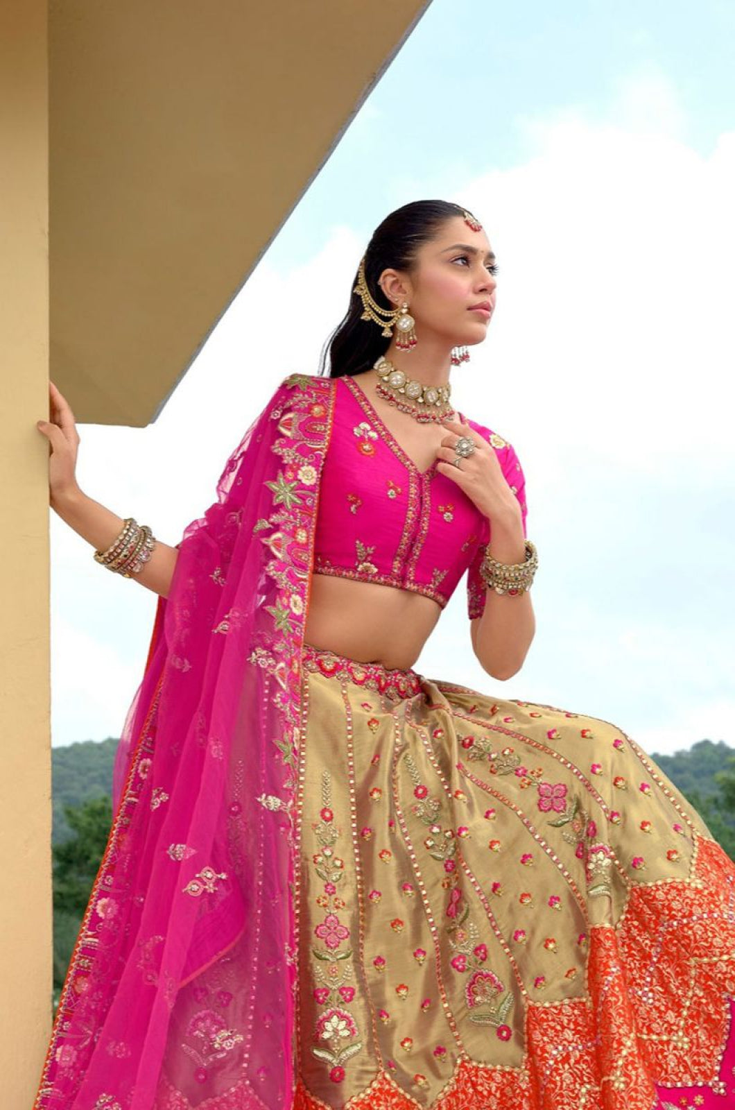 Golden Silk Bridal Wedding Lehenga Choli  SFSA507910