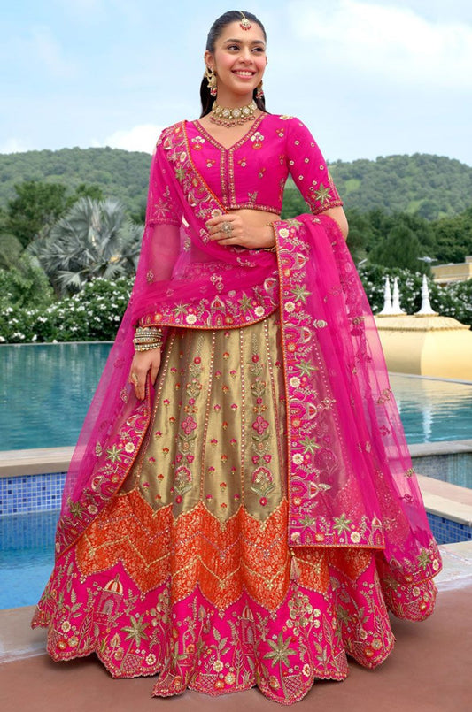Golden Silk Bridal Wedding Lehenga Choli  SFSA507910