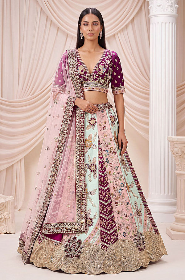 Pink Silk Lehenga Choli - SFANJ3445R