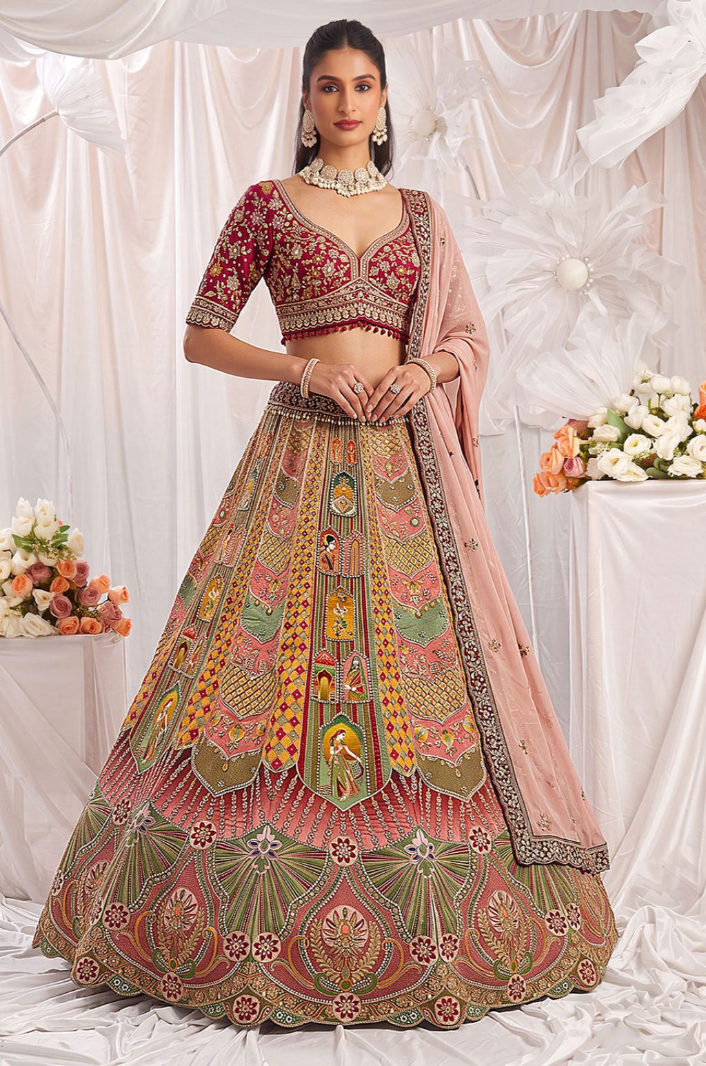 Maroon Silk Lehenga Choli - SFANJ3447R