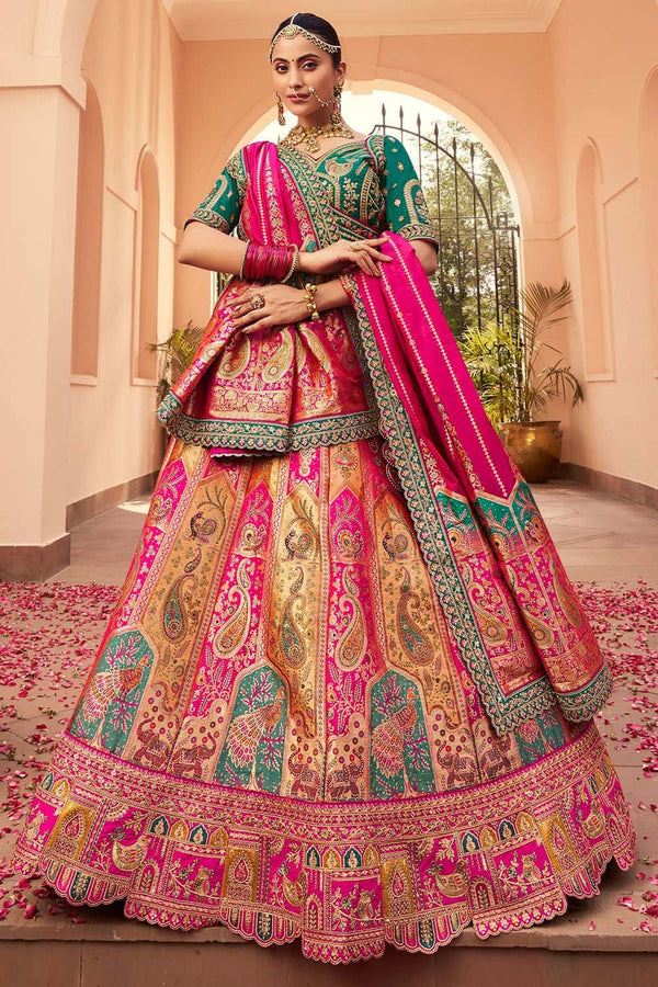 Rani Banarasi Bridal Lehenga Choli In Zarkan Cut Work SFSJDN30803