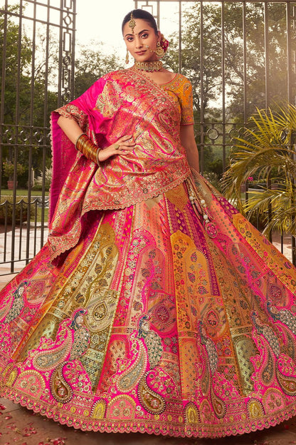 Rani Banarasi Bridal Lehenga Choli In Zarkan Cut Work SFSJDN30805