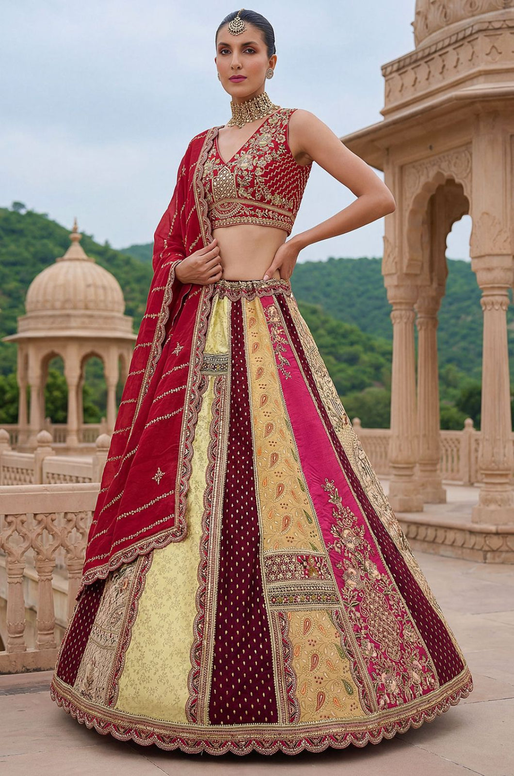 Yellow Silk Lehenga Choli - SFANJ3350