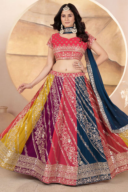 Pink Georgette Lehenga Choli With Zari And Resham Work SFRELS3806