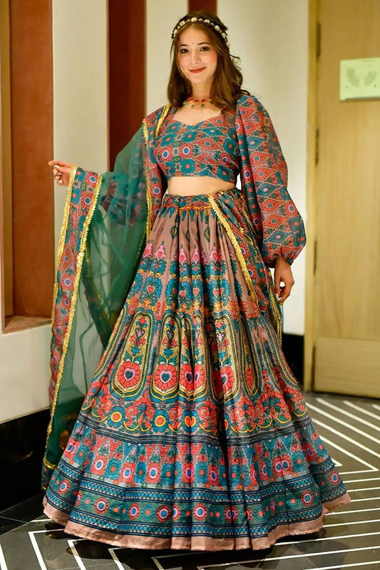 Brown Silk Navratri Lehenga Choli SFNPV66004R