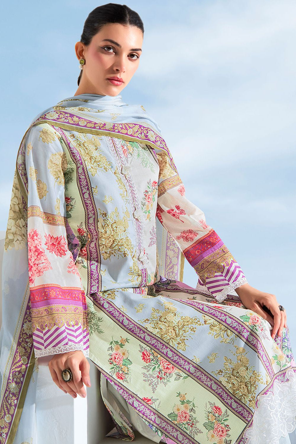 Grey Cotton  Plus Size Salwar Kameez  SFYS154703