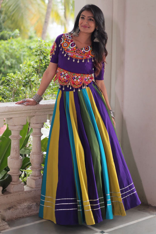 Purple Silk Navratri Chaniya Choli  Set Ready Made SFROY551501R