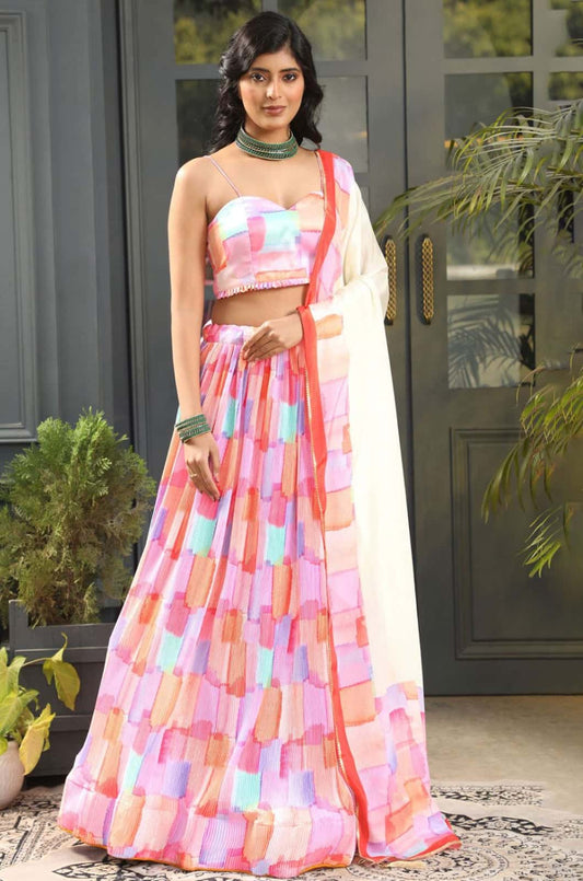 Beige Silk Lehenga Choli - SFCHT1118