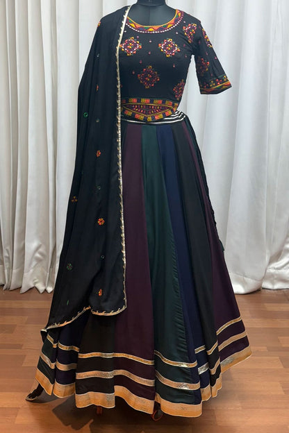 Black Viscose Cotton Navratri Chaniya Cholis SFKHU20601