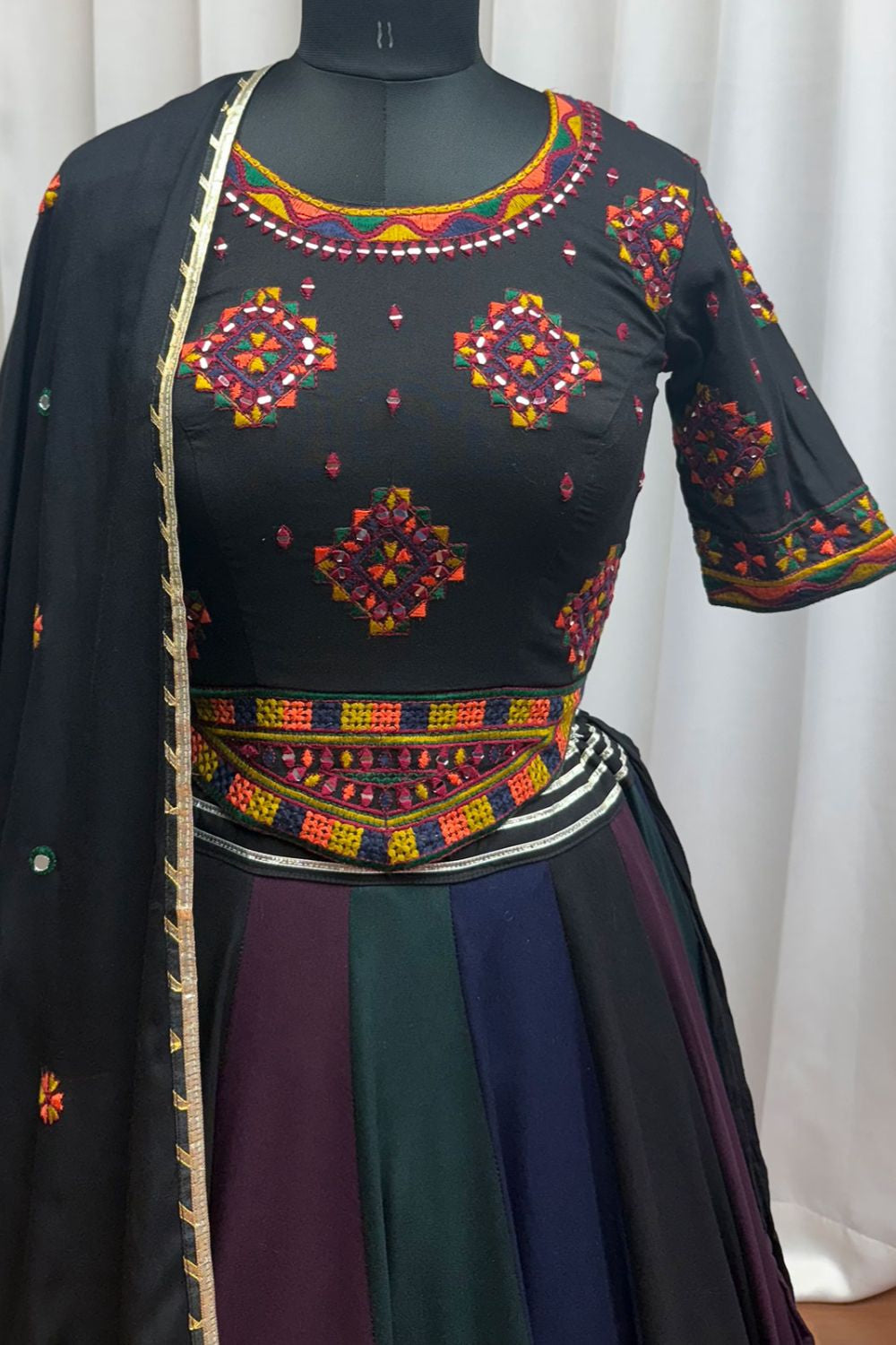 Black Viscose Cotton Navratri Chaniya Cholis SFKHU20601