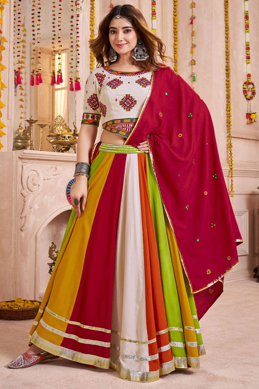 Beige Cotton Chaniya Cholis - SFKHU20602