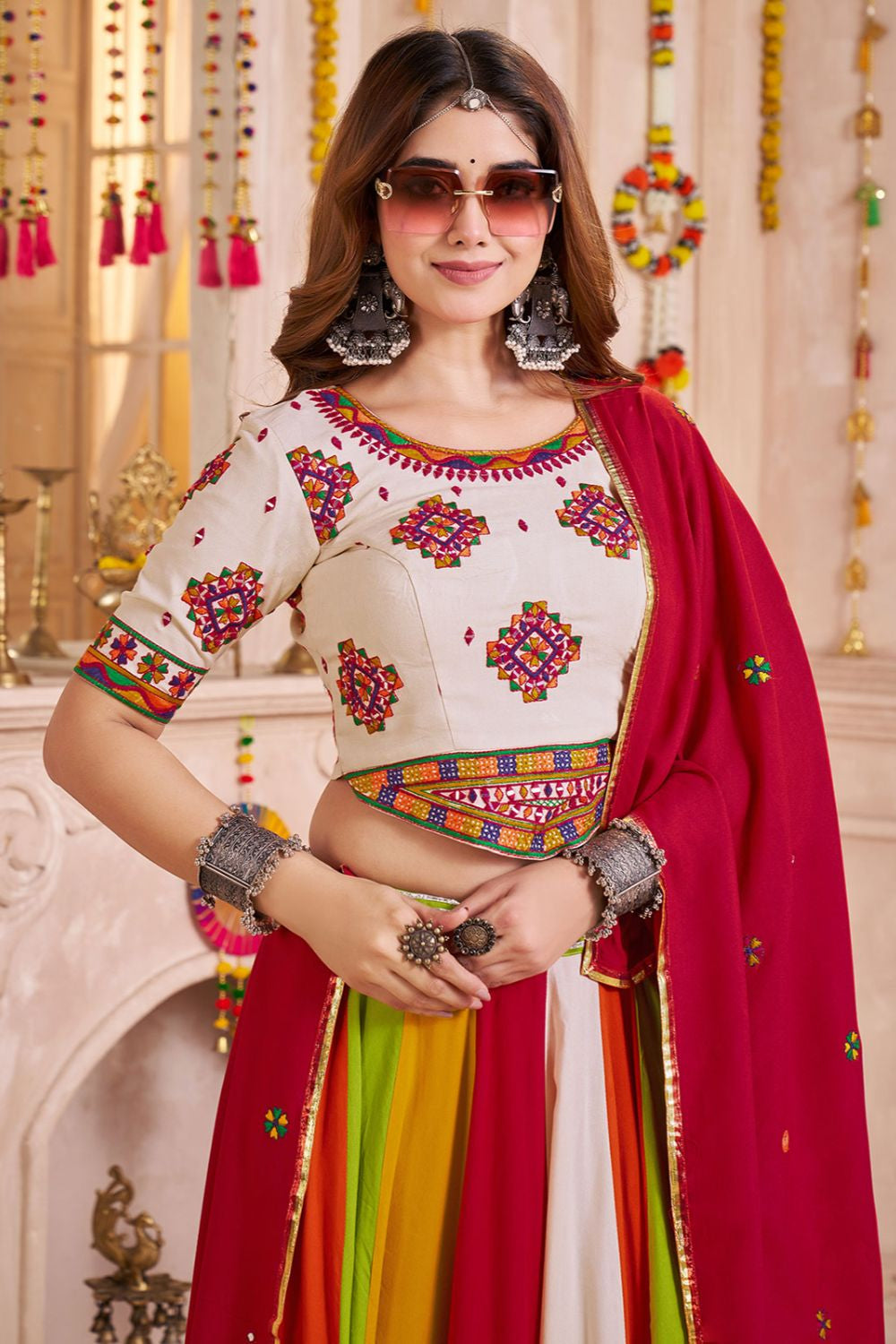 Beige Cotton Chaniya Cholis - SFKHU20602