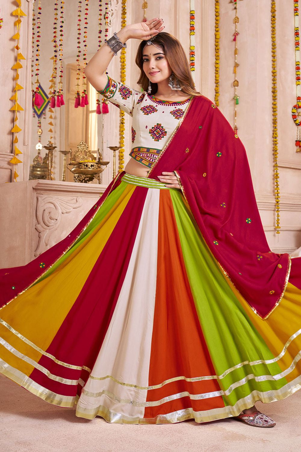 Beige Cotton Chaniya Cholis - SFKHU20602