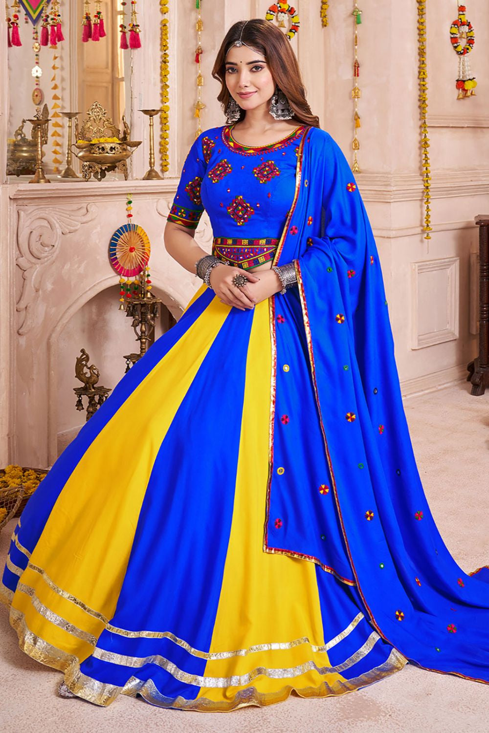 Blue Cotton Chaniya Cholis - SFKHU20604