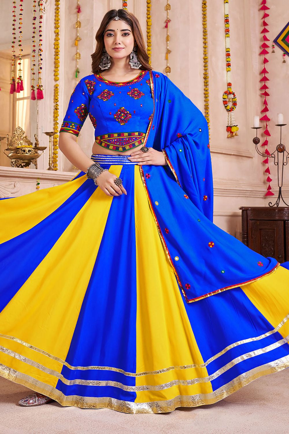 Blue Cotton Chaniya Cholis - SFKHU20604