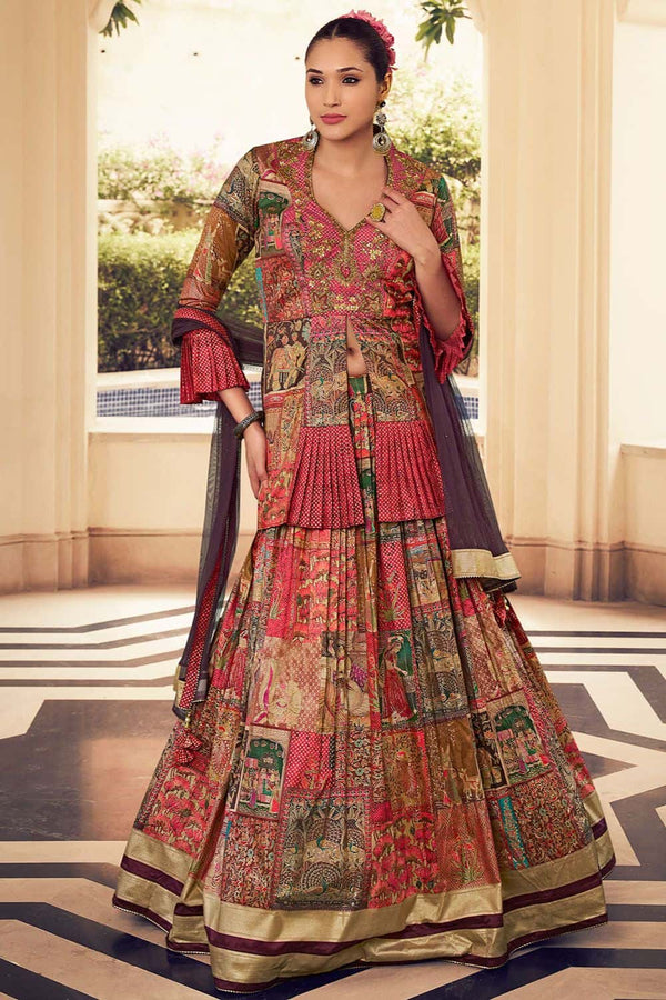 Magenta Silk Lehenga Choli SFSMT45413R