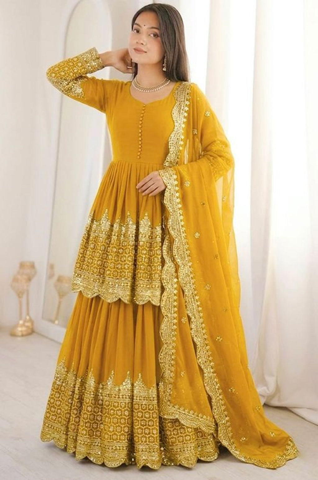 Yellow Georgette Salwar Kameez - SFFK40502R