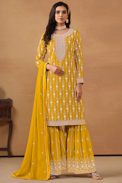 Yellow Georgette Salwar Kameez - SFDFS26901
