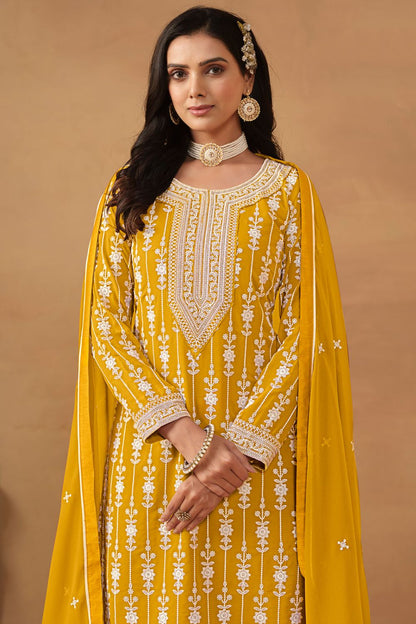 Yellow Georgette Salwar Kameez - SFDFS26901