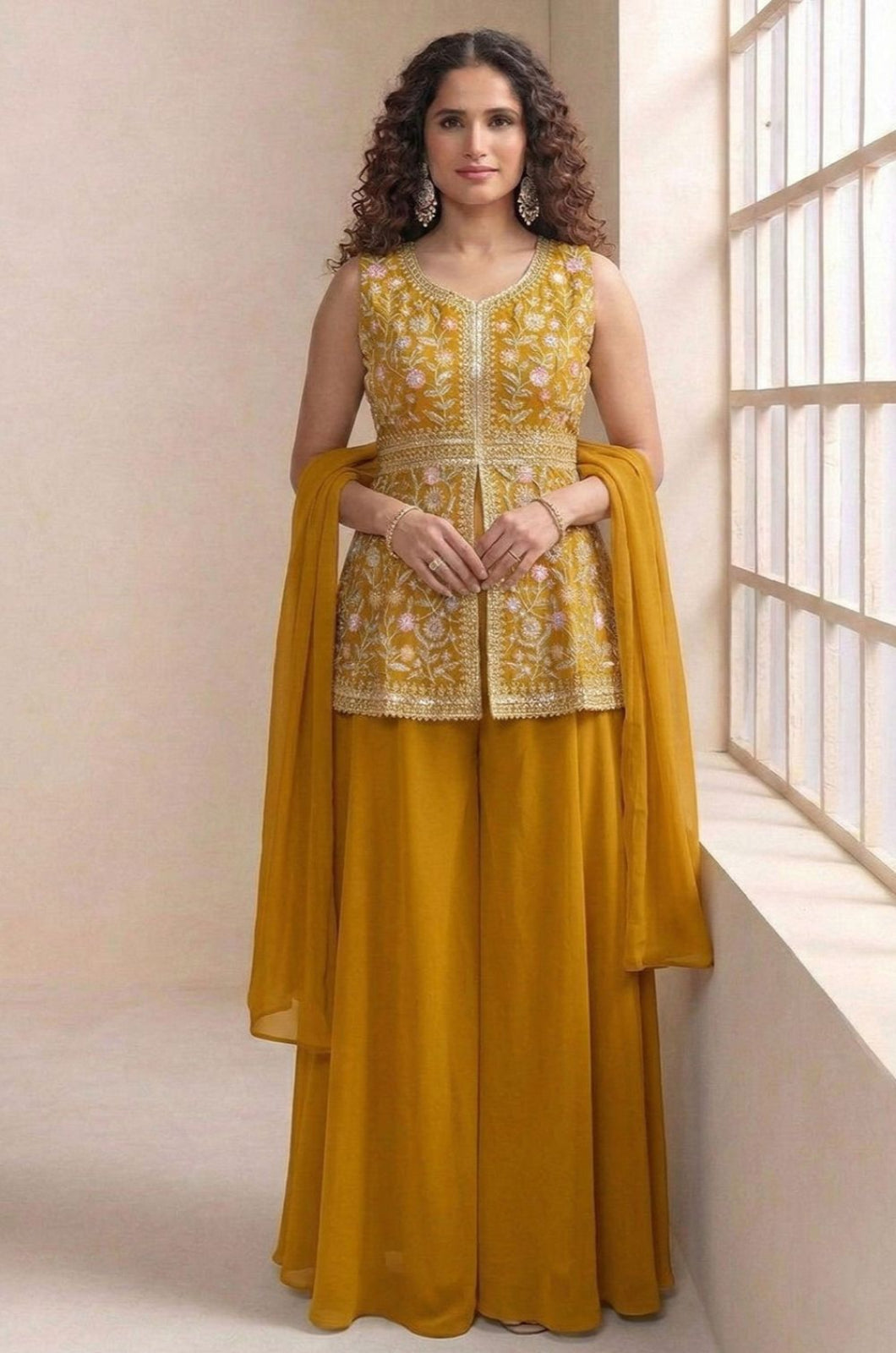 Yellow Georgette Salwar Kameez - SFEDC27002R