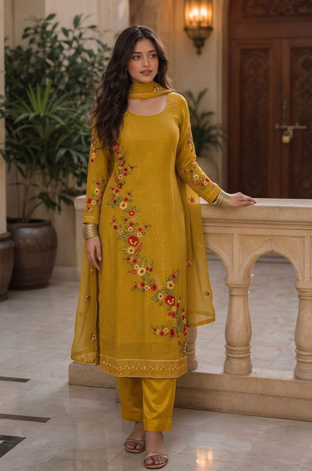 Yellow Georgette Salwar Kameez - SFSA576101R