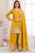 Yellow Silk Salwar Kameez - SFSMT57202R