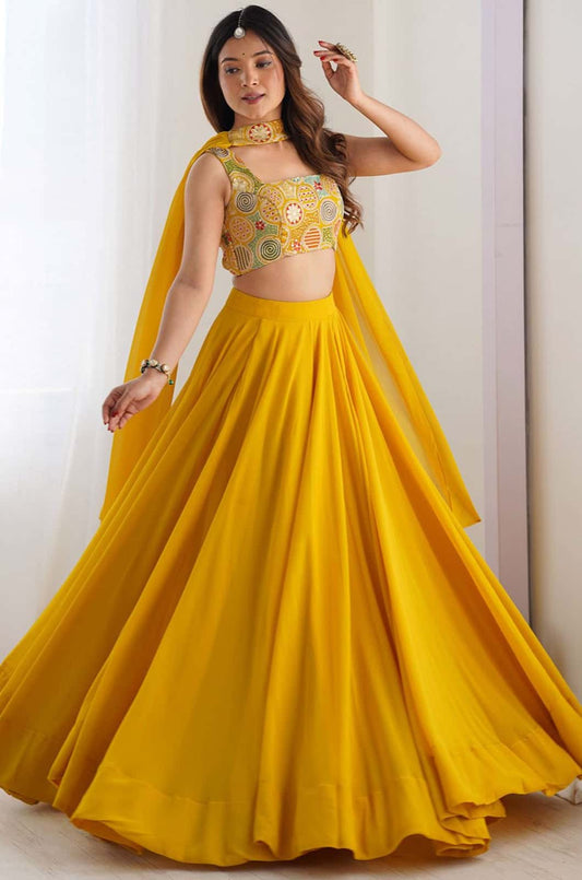 Yellow Georgette Lehenga Choli - SFROY510702R