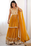 Yellow Haldi Georgette Palazzo Salwar Kameez Lehenga SFROY540202R