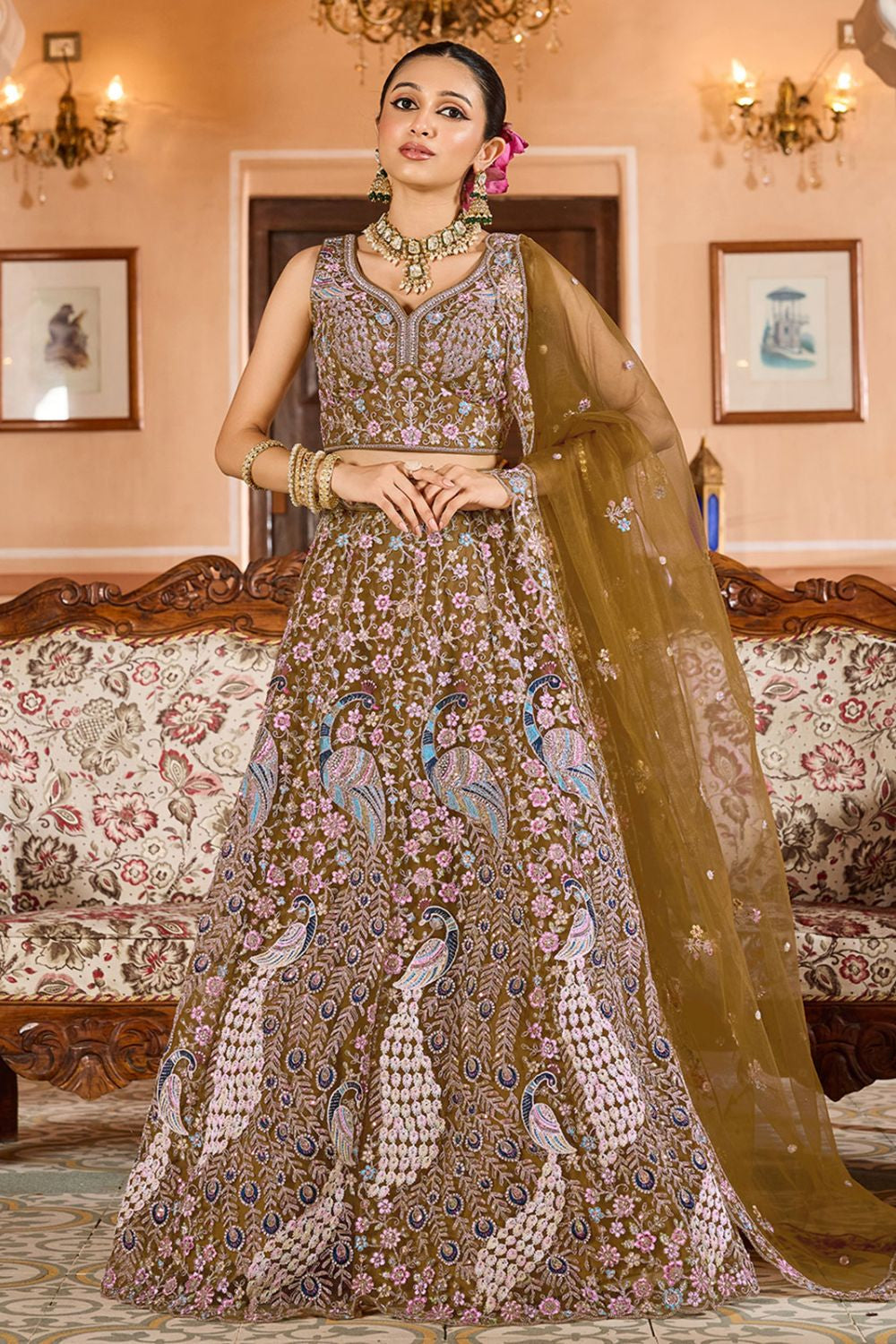 Yellow Net Wedding Sangeet Lehenga Choli SFPRF265608