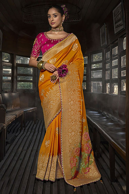 Yellow Silk Wedding Party Saree Blouse SFSBL2902