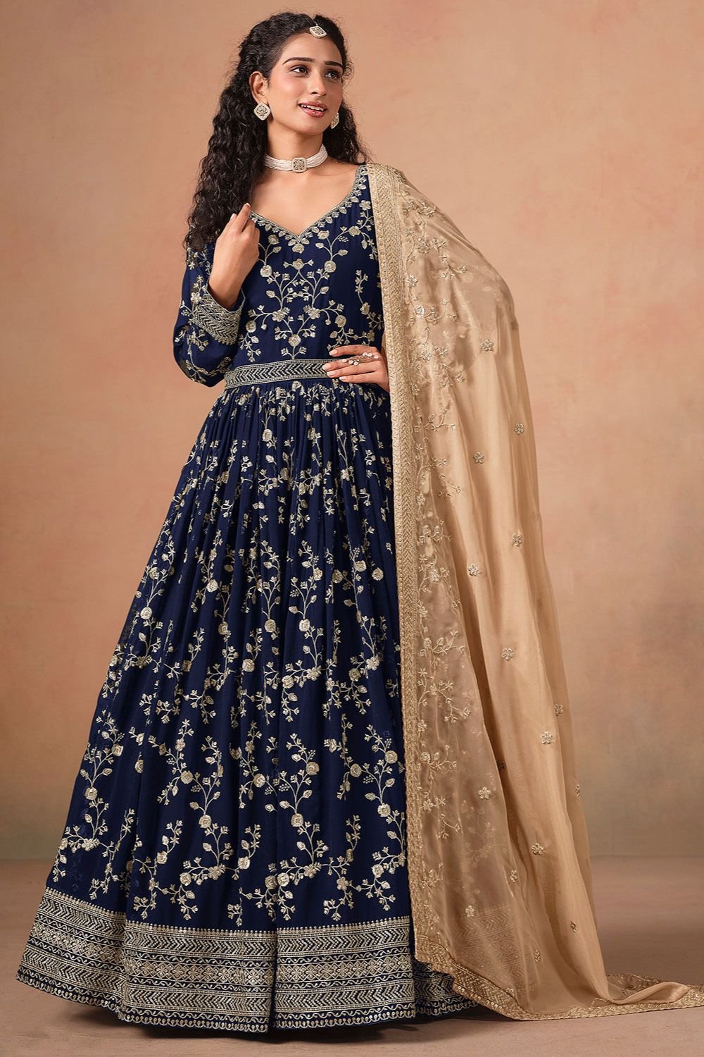 Blue Georgette Salwar Kameez - SFDFS36103R