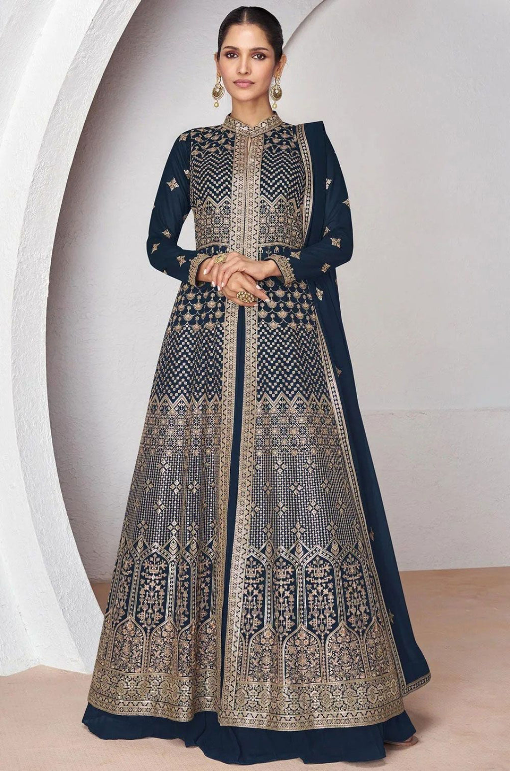Blue Georgette Salwar Kameez - SFABC4801