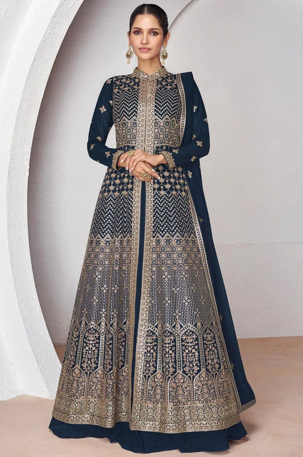 Blue Georgette Salwar Kameez - SFABC4801