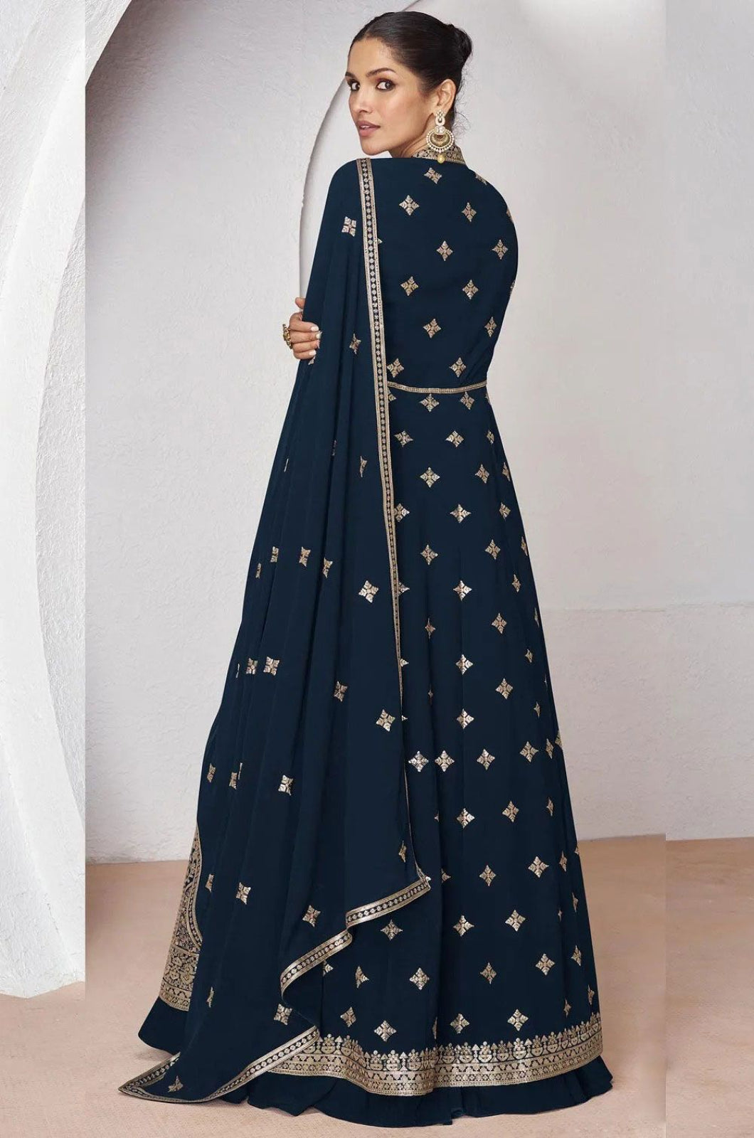 Blue Georgette Salwar Kameez - SFABC4801