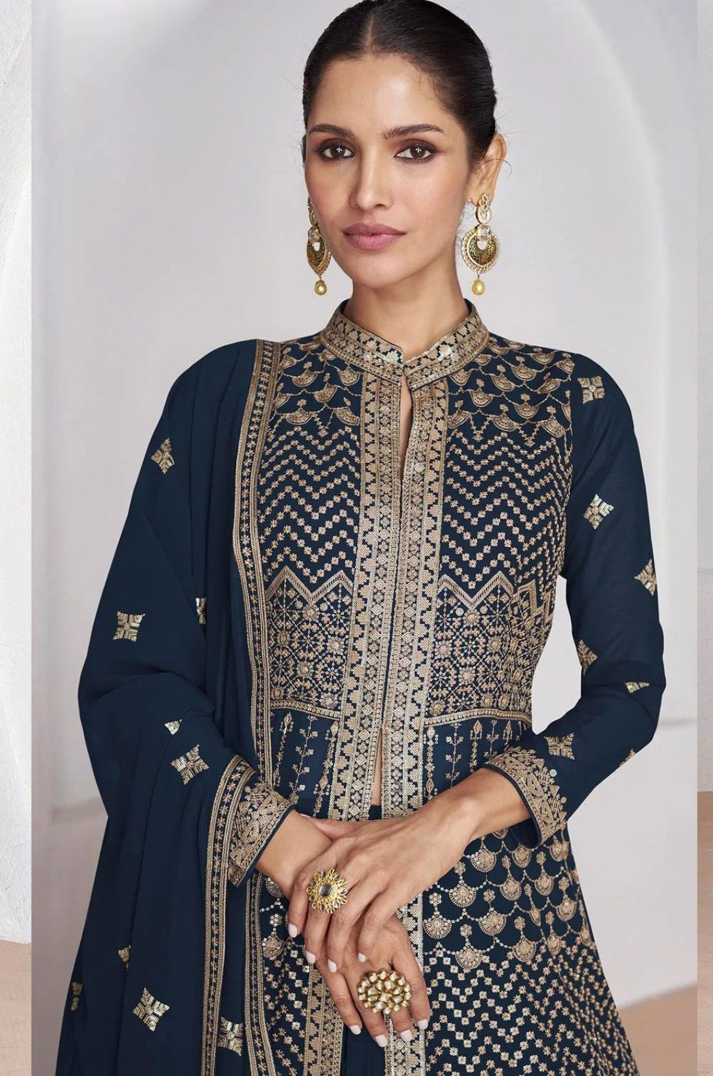 Blue Georgette Salwar Kameez - SFABC4801