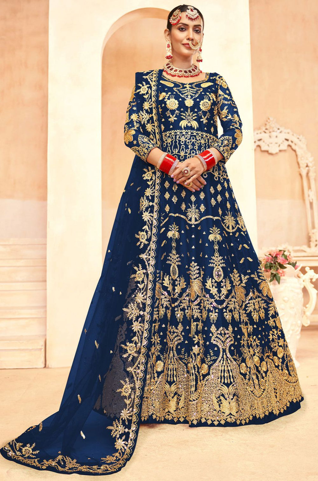 Blue Net Salwar Kameez - SFSA566203