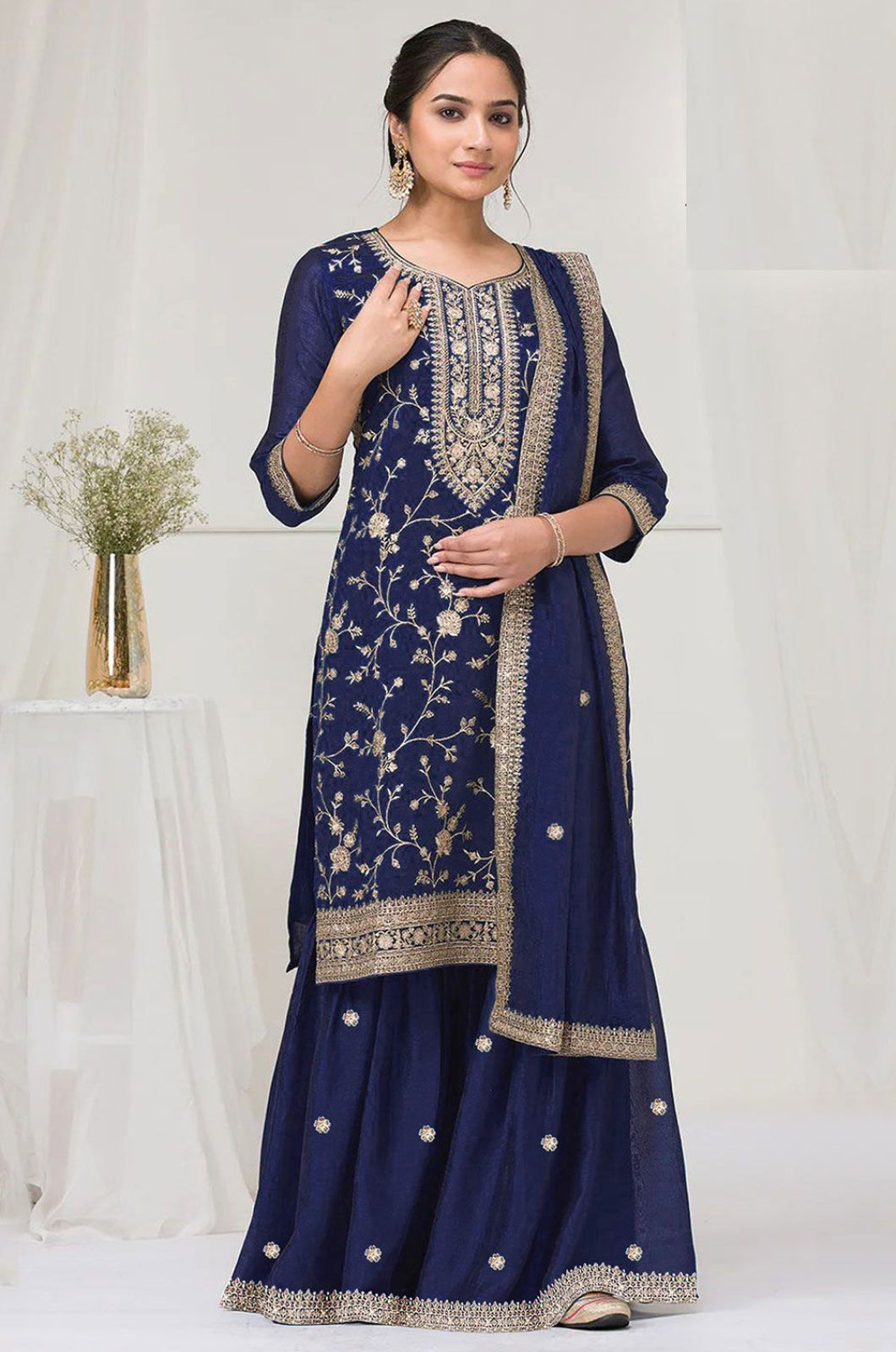 Blue Georgette Salwar Kameez - SFEDC19003