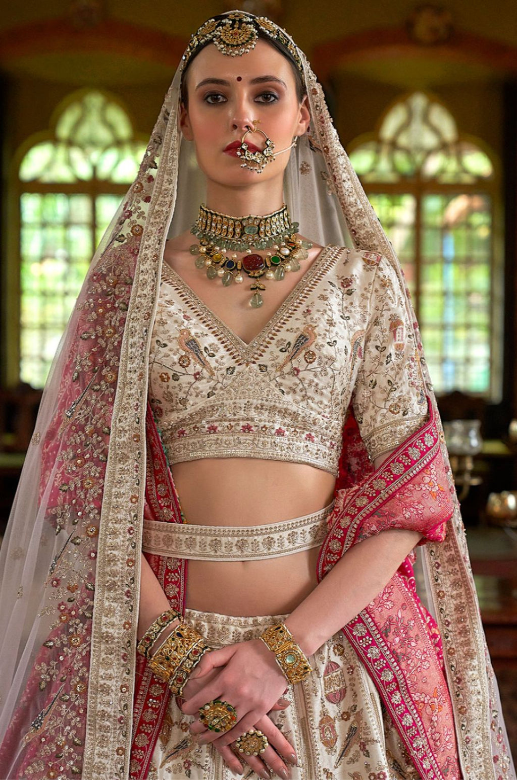 Off White Silk Lehenga Choli - SFSJDN38508