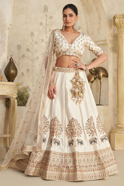 Off White Bridal Silk Lehenga Choli Set  SFSMT54101