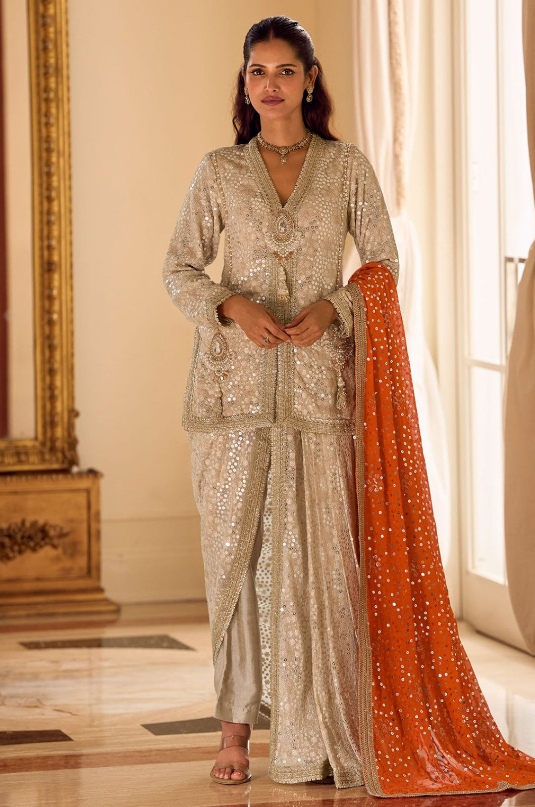 Off White Georgette Salwar Kameez - SFSMT56902R