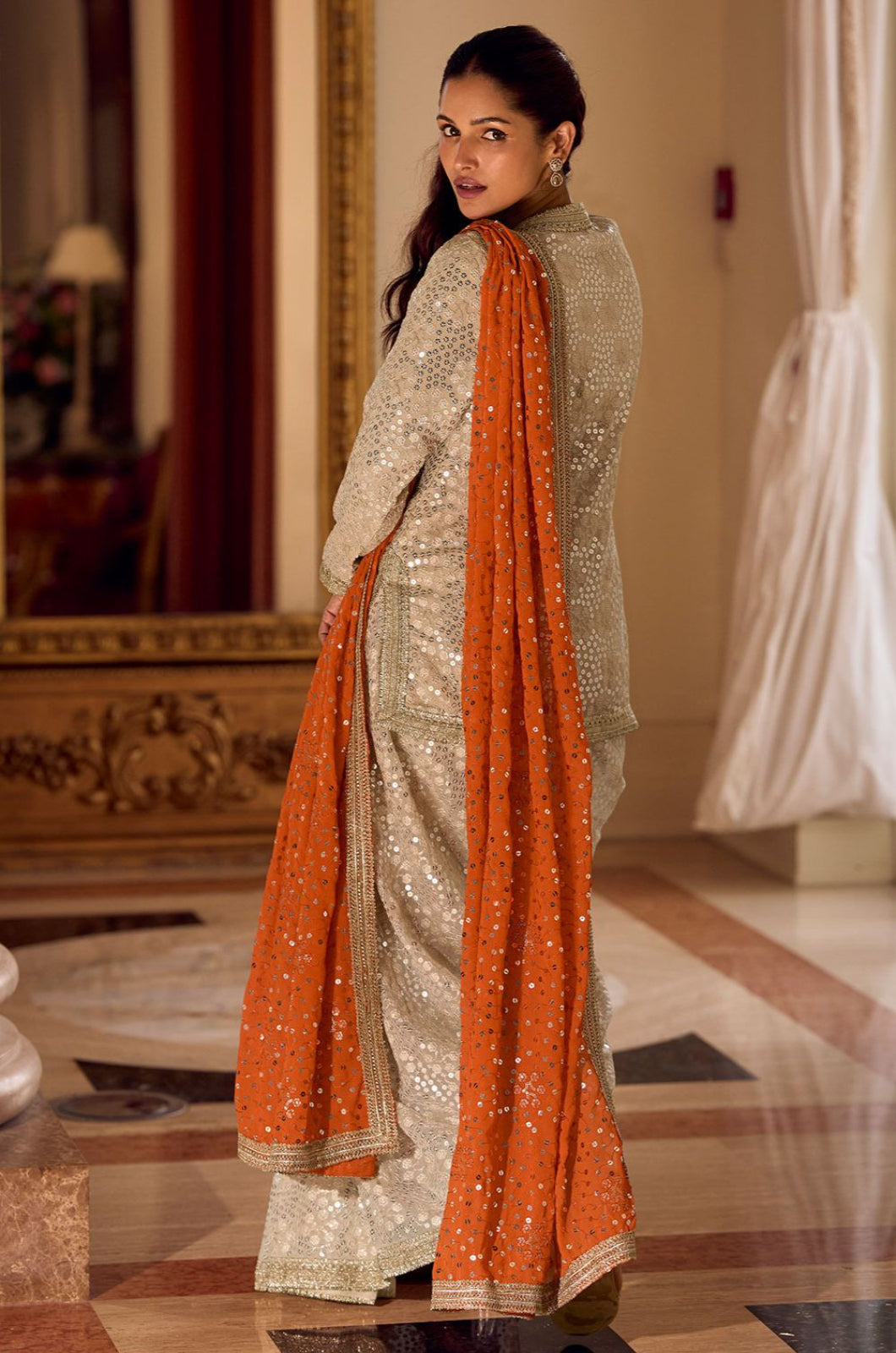 Off White Georgette Salwar Kameez - SFSMT56902R