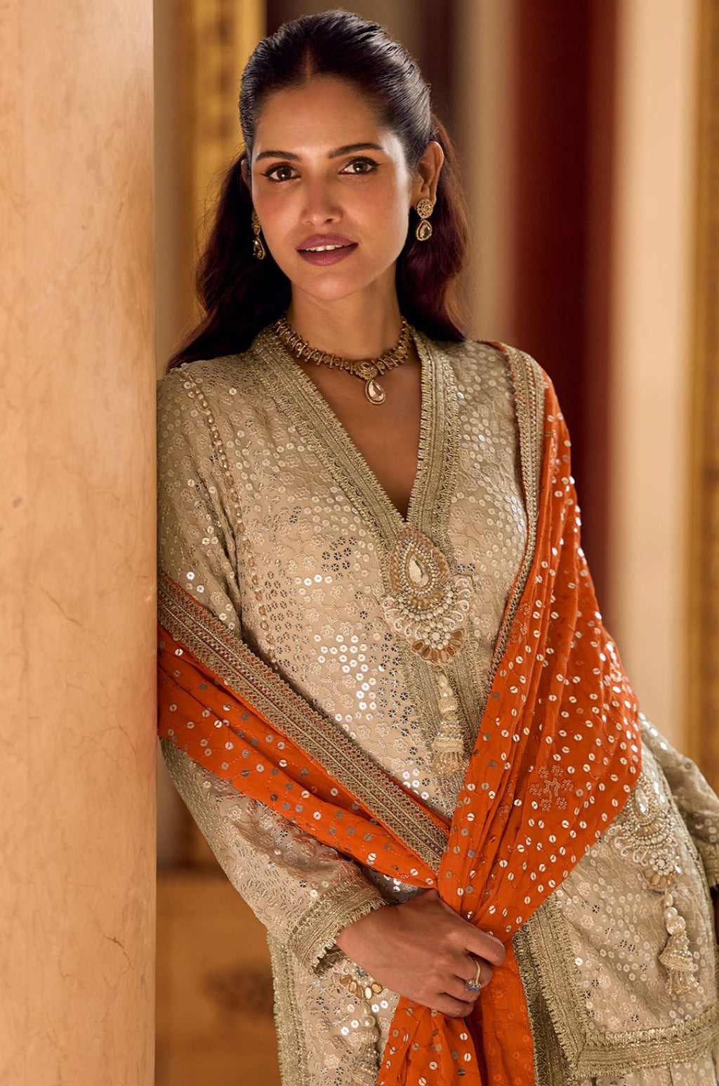 Off White Georgette Salwar Kameez - SFSMT56902R