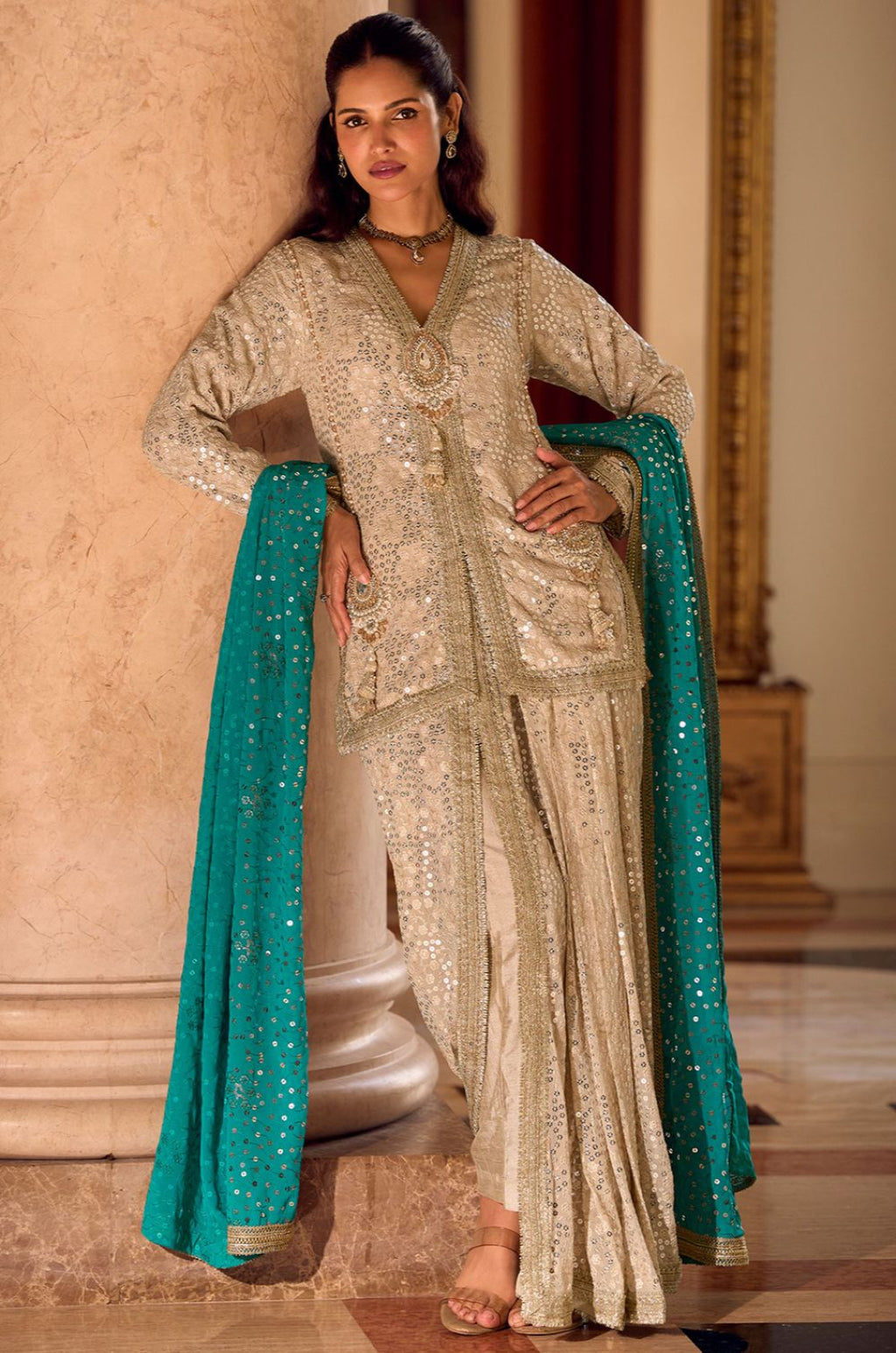 Off White Georgette Salwar Kameez - SFSMT56903R