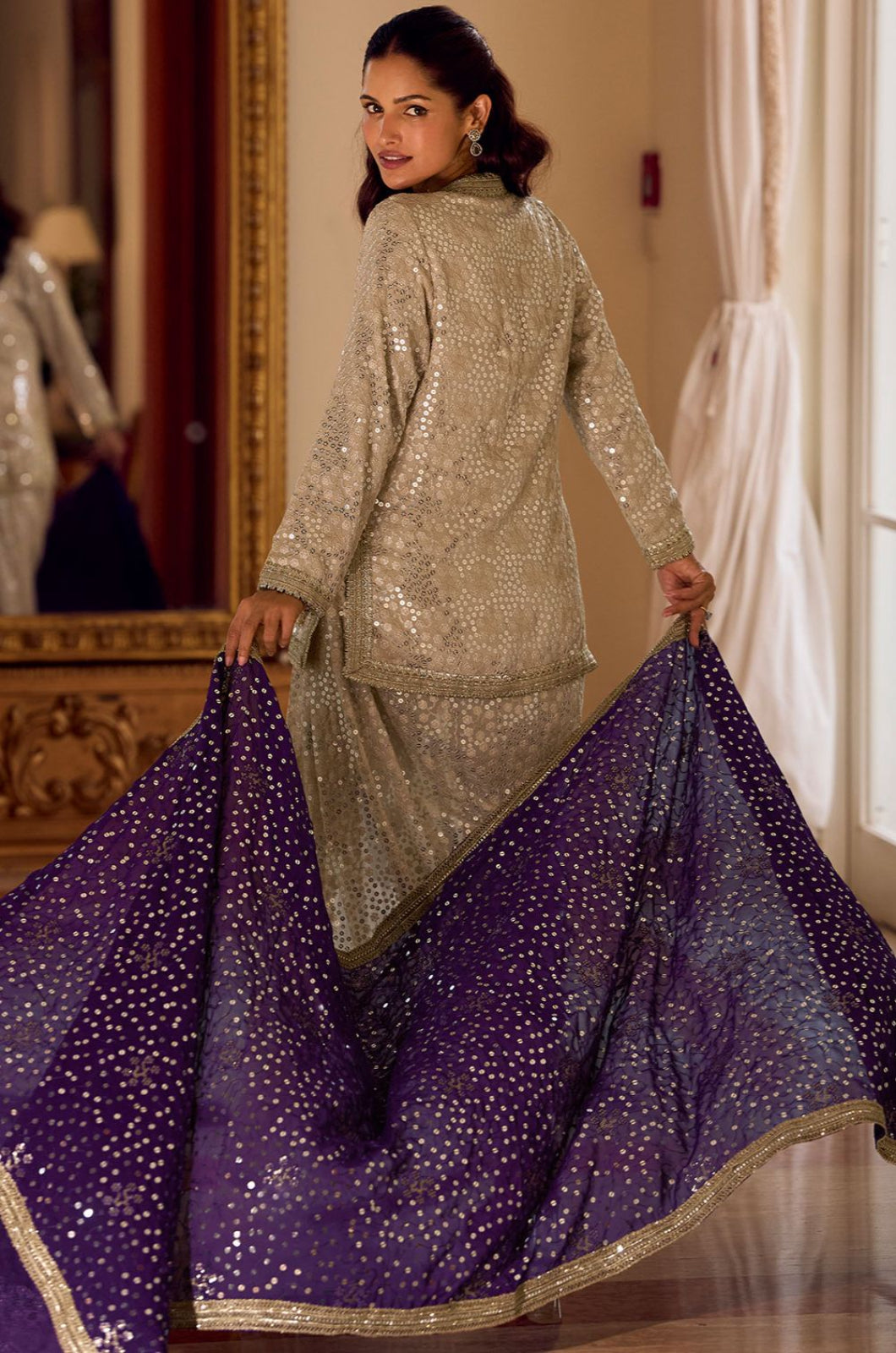Off White Georgette Salwar Kameez - SFSMT56904R