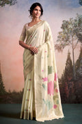 Off White Linen Sarees - SFSA577606