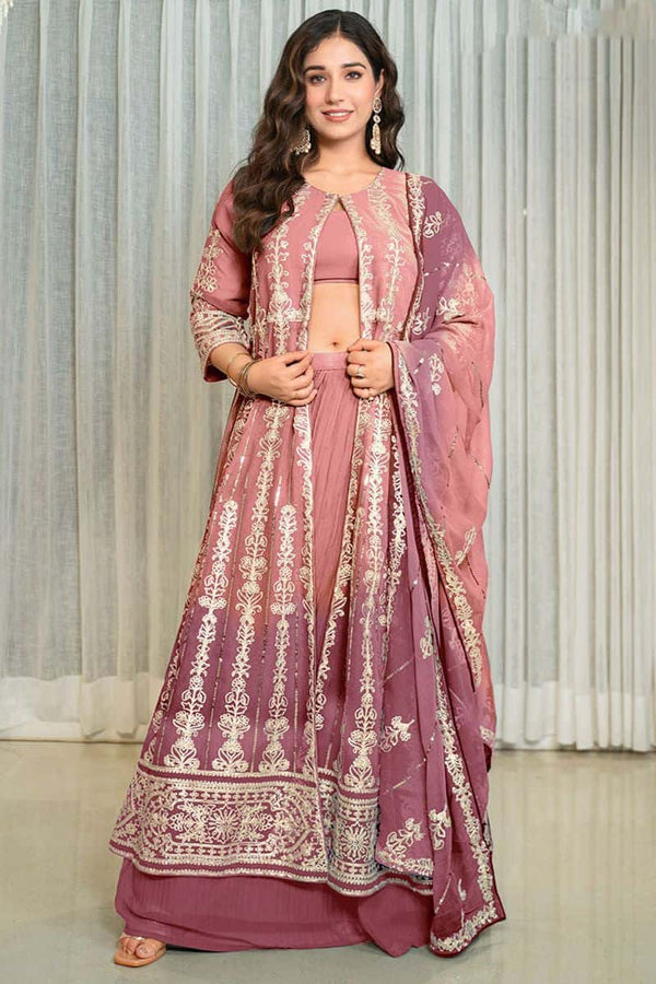 Pink  Georgette Readymade Anarkali Lehenga Suit SFPRF260502R