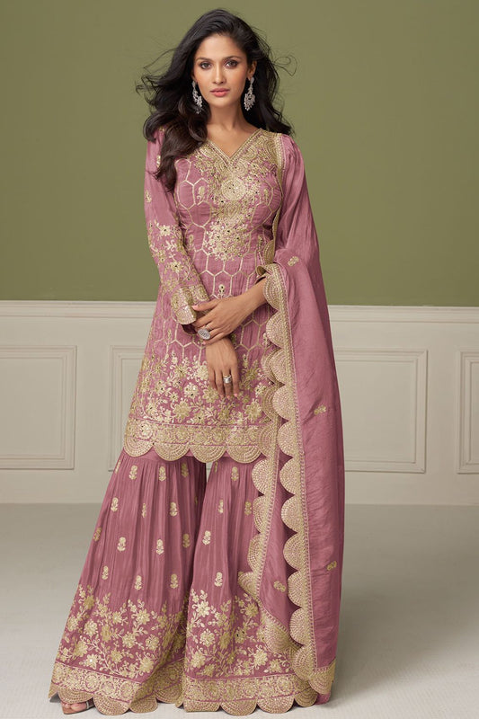 Pink Silk Salwar Kameez - SFSMT48803R