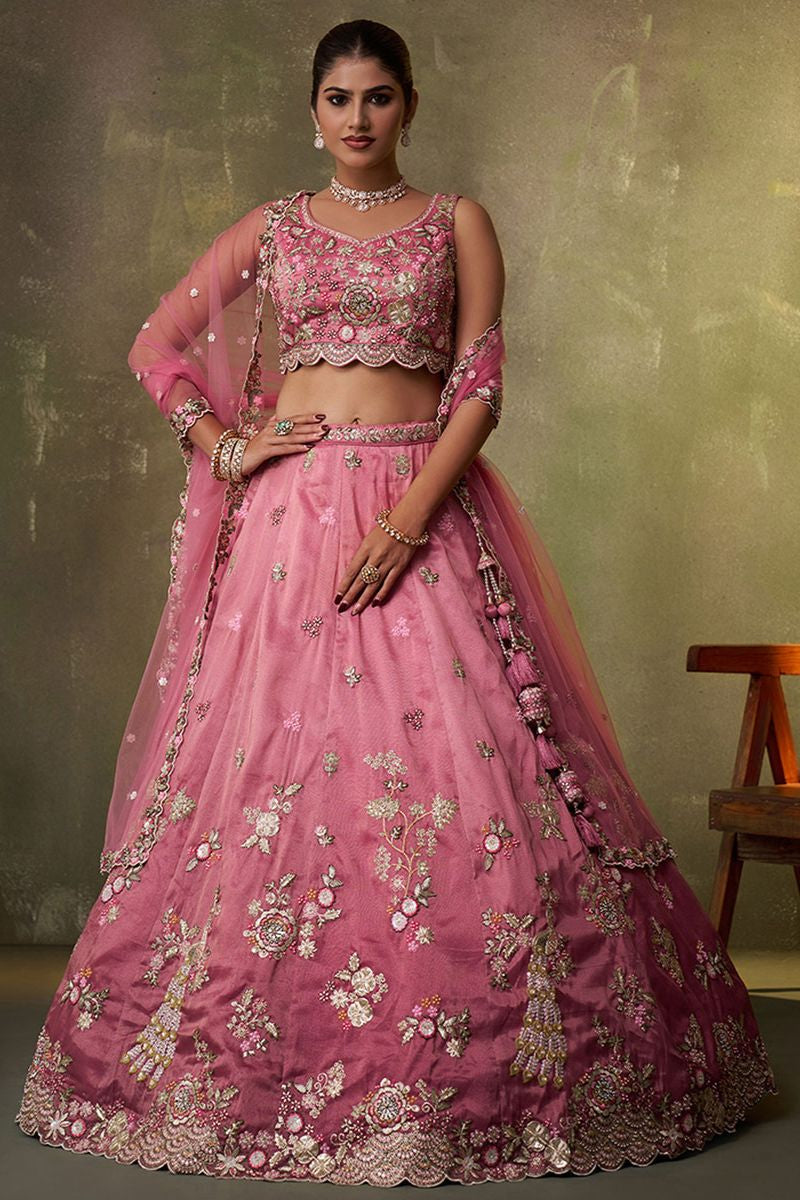 Pink Tissue Wedding Lehenga Choli SFROY565704