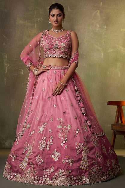 Pink Tissue Wedding Lehenga Choli SFROY565704