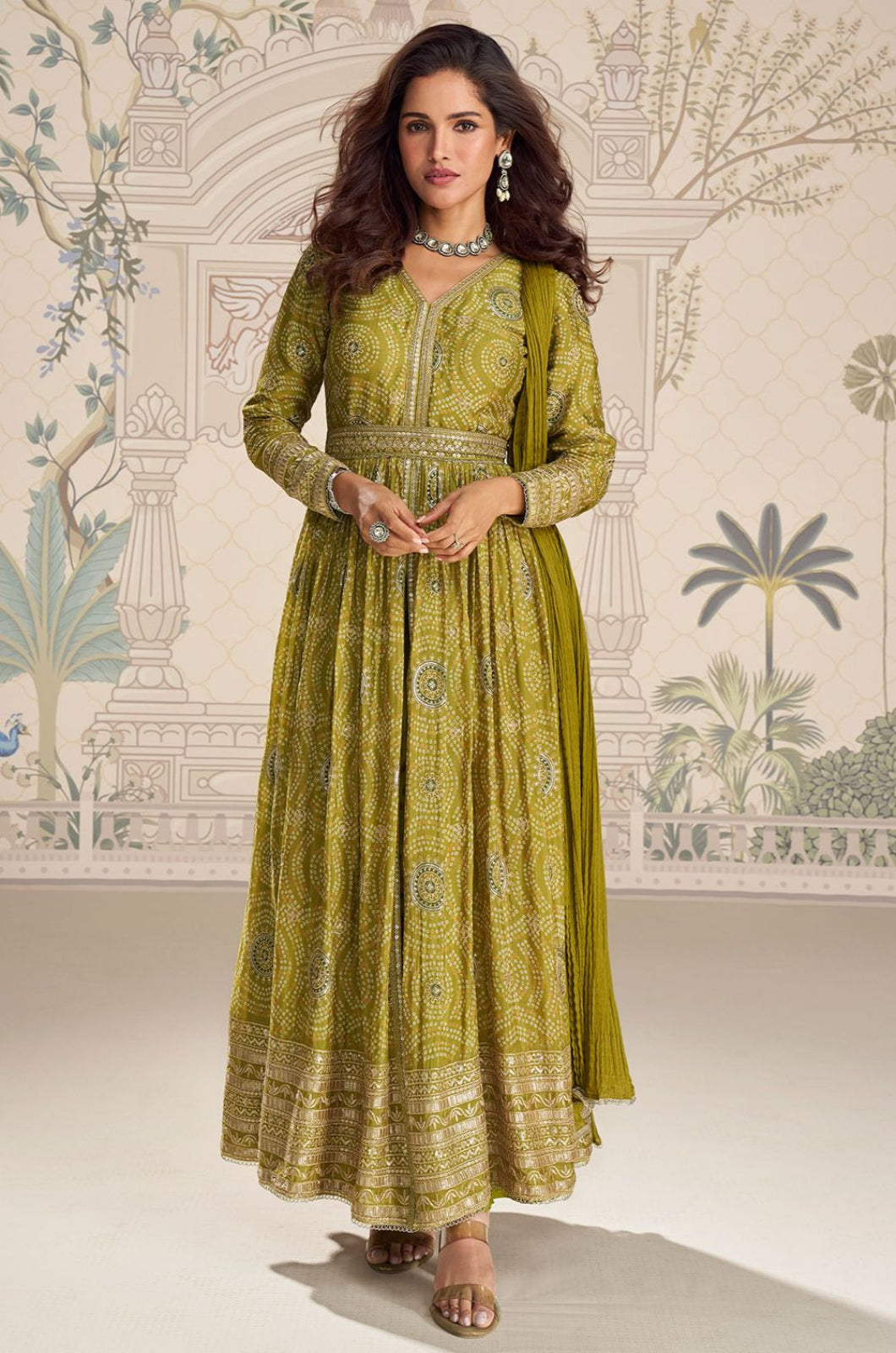 Green Silk Salwar Kameez - SFSA562103R